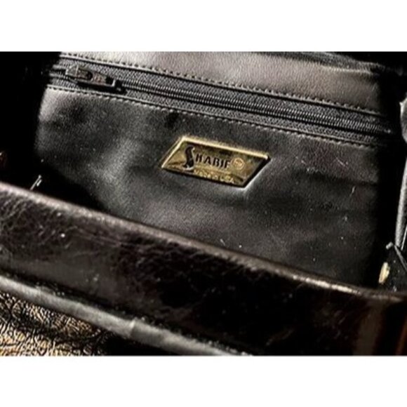 Vintage Sharif 80s croc-embossed metallic Leather Crossbody Clutch"dumpling" bag - Picture 3 of 4